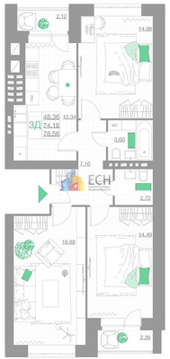 Продам квартиру в Туле по адресу Калужское ш, д1к1, площадь 79 квм Недвижимость Тульская  область (Россия)  Квартира расположена на 2 этаже, всего этажей - 5, дом - кирпичный