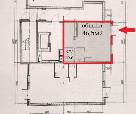 Сдам в аренду помещение свободного назначения 46.5 м.кв.