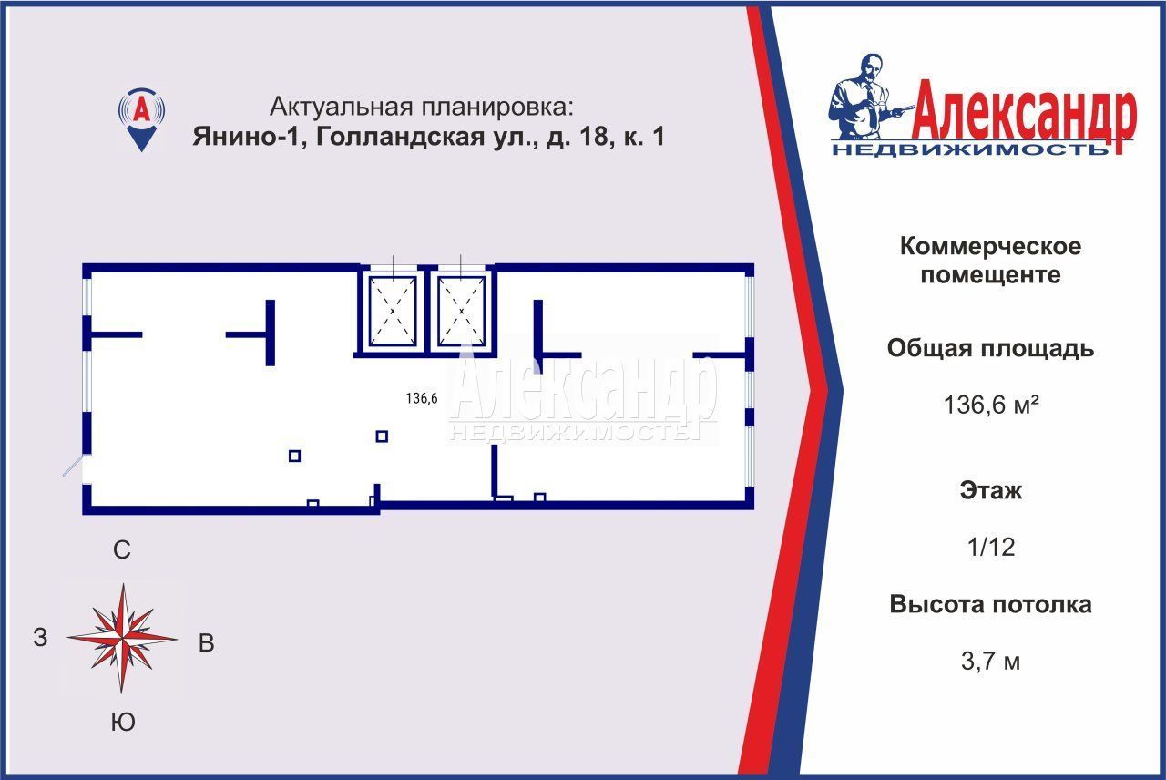 Сдам в аренду помещение свободного назначения 136.6 м.кв.