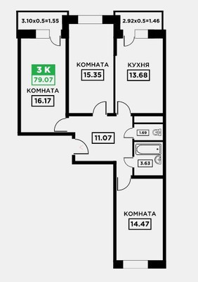 Продам трехкомнатную (3-комн.) квартиру, им. Снесарева ул, 171, Краснодар г