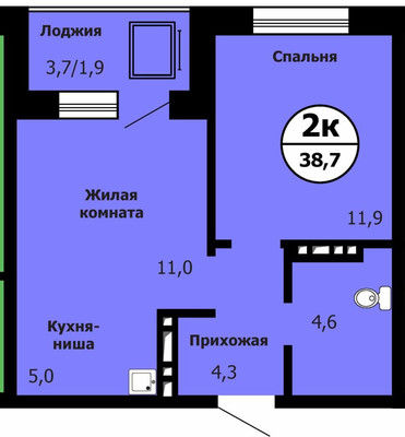 Продам двухкомнатную (2-комн.) квартиру, Лесников ул, 35, Красноярск г