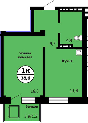 Продам однокомнатную (1-комн.) квартиру, Лесников ул, 35, Красноярск г