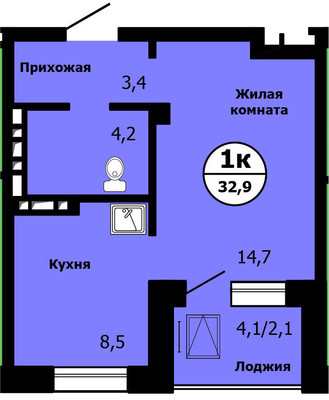 Продам однокомнатную (1-комн.) квартиру, Лесников ул, 41, Красноярск г