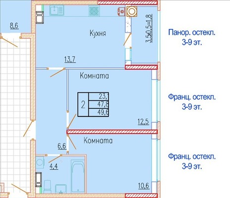 Продам двухкомнатную (2-комн.) квартиру, Златоустовская ул, д.1, Ростов-на-Дону г