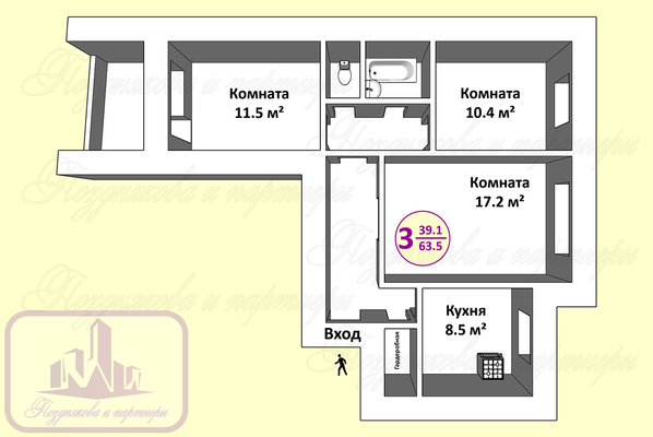 Продам трехкомнатную (3-комн.) квартиру, Щетинина ул, 23, Вологда г