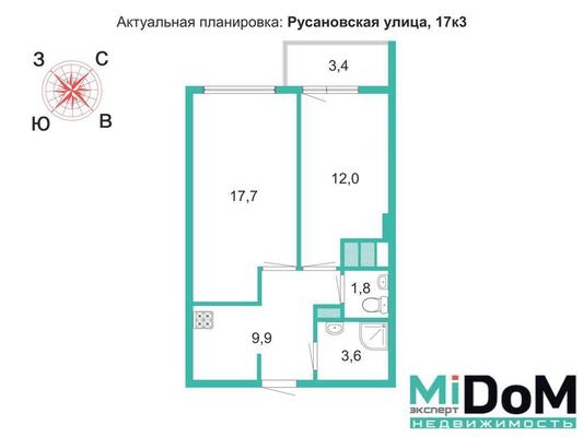 Продам двухкомнатную (2-комн.) квартиру, Русановская ул, 17к3 литера А, Санкт-Петербург г