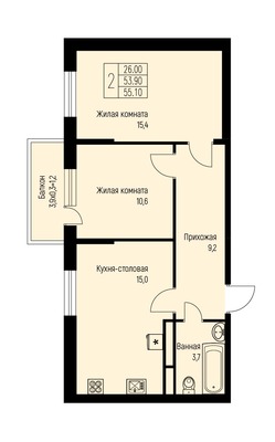 Продам двухкомнатную (2-комн.) квартиру (долевое), им. Лодыгина А.Н. ул, 614, Березовый п