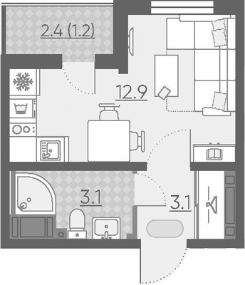 Продам однокомнатную (1-комн.) квартиру, Муринская дор, 8к2, Санкт-Петербург г