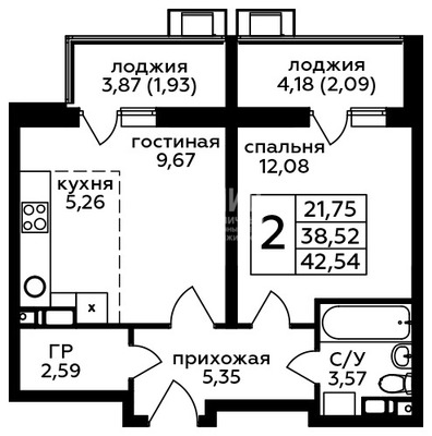 Продам двухкомнатную (2-комн.) квартиру, Генерала Пилипенко ул, 1к1, Десеновское п