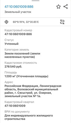 Продам участок 12 соток, Озёрная ул, Сясьстрой г, 0 км от города