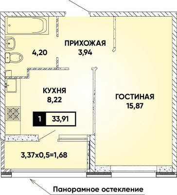 Продам однокомнатную (1-комн.) квартиру (долевое), 1 снт, Краснодар г