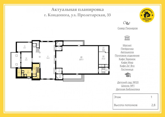 Продам торговое помещение 167,8 м2, Пролетарская ул, 33, Кондопога г