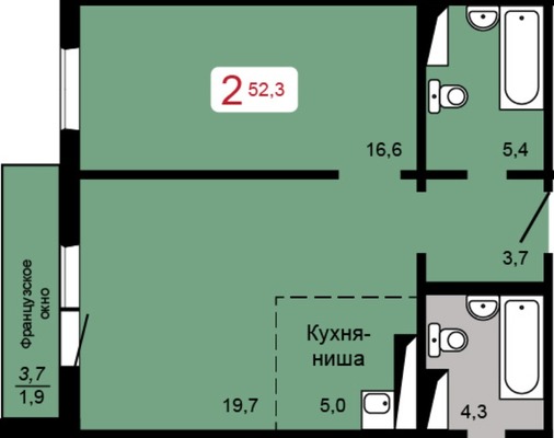 Продам двухкомнатную (2-комн.) квартиру (долевое), Славы ул, Красноярск г