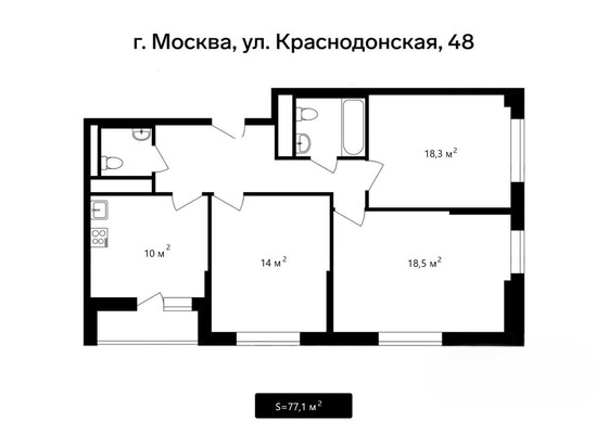 Продам трехкомнатную (3-комн.) квартиру, Краснодонская ул, 48, Москва г