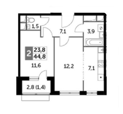 Продам двухкомнатную (2-комн.) квартиру (долевое), Римский проезд, 8, Развилка п