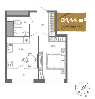 Продам однокомнатную (1-комн.) квартиру (долевое), Зубковой ул, Рязань г