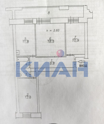 Продам трехкомнатную (3-комн.) квартиру, Кутузова ул, 34, Красноярск г