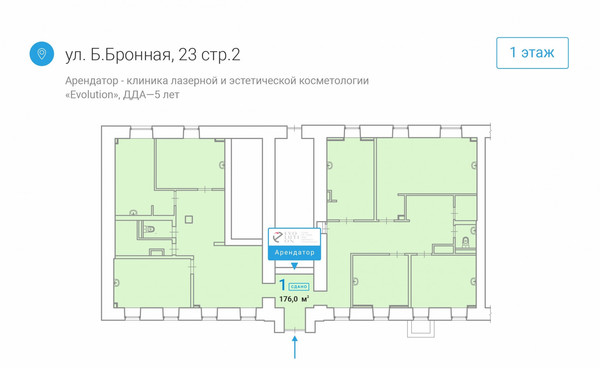 Продам коммерческое помещение 176 м2, Бронная М. ул, 23, Москва г