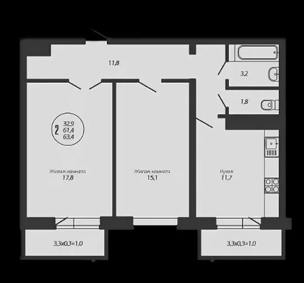 Продам двухкомнатную (2-комн.) квартиру, Гидростроителей ул, 59/2к1, Краснодар г