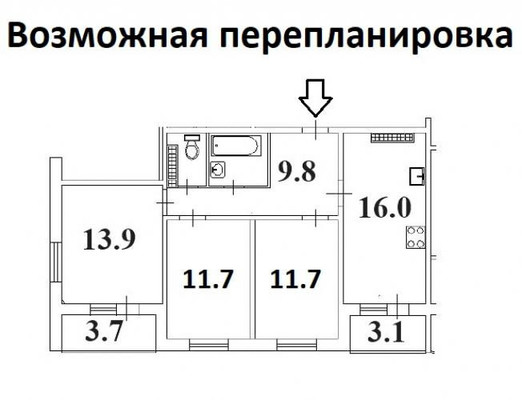 Продам двухкомнатную (2-комн.) квартиру, Дыбенко ул, 21к3, Санкт-Петербург г