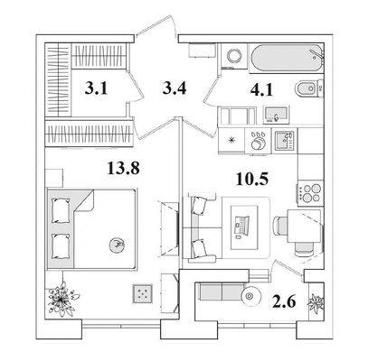 Продам однокомнатную (1-комн.) квартиру, Полюстровский пр-кт, 75к1, Санкт-Петербург г