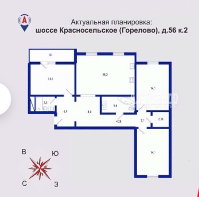 Продам трехкомнатную (3-комн.) квартиру, Красносельское ш, 56к2, Новогорелово п