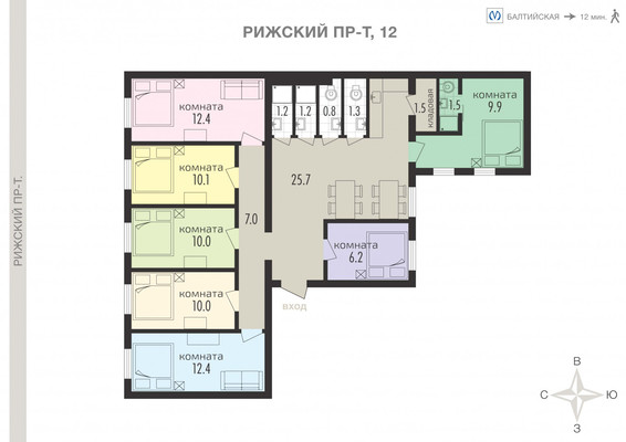 Продам многокомнатную квартиру, Рижский пр-кт, 12А, Санкт-Петербург г