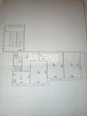 Продам трехкомнатную (3-комн.) квартиру, Дружбы пл, д. 17, Елизаветино п