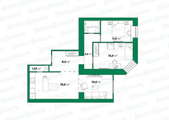 Продам трехкомнатную (3-комн.) квартиру, Ленина ул, 35, Киров г