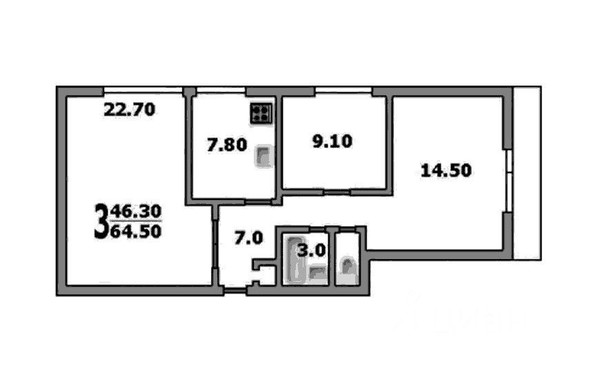 Продам трехкомнатную (3-комн.) квартиру, Донелайтиса проезд, 14, Москва г