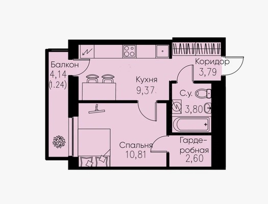 Продам однокомнатную (1-комн.) квартиру, Строителей пр-кт, 1к2, Кудрово г