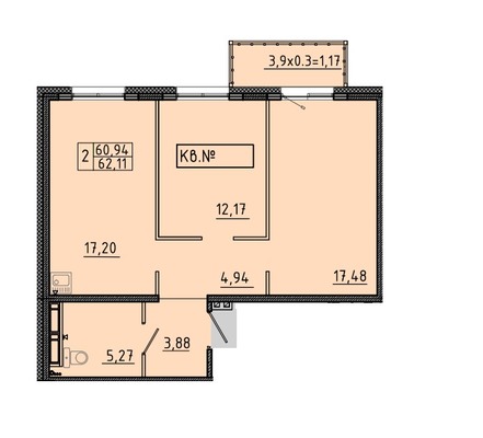 Продам двухкомнатную (2-комн.) , Аринская ул, 1к1, Красноярск г