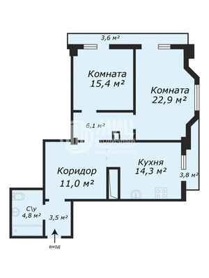 Продам двухкомнатную (2-комн.) квартиру, Нежинская ул, 9к1, Москва г