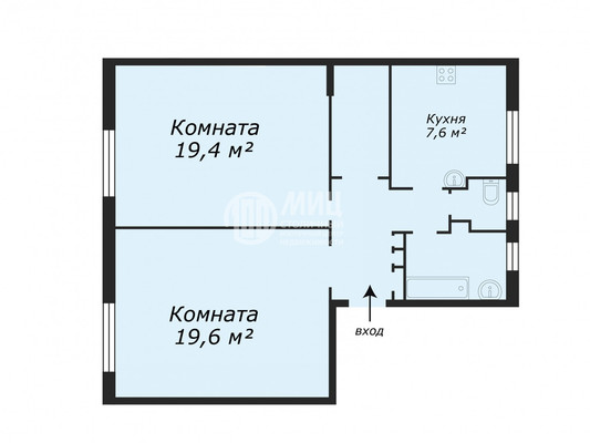 Продам двухкомнатную (2-комн.) квартиру, Волков пер, 7-9кС, Москва г