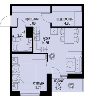 Продам двухкомнатную (2-комн.) квартиру, Строителей пр-кт, 5к1, Кудрово г