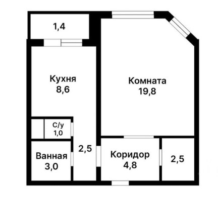 Продам однокомнатную (1-комн.) квартиру, Брусилова ул, 33к1, Москва г