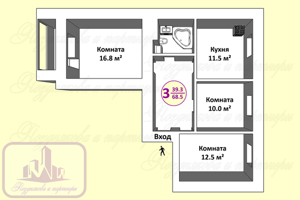 Продам трехкомнатную (3-комн.) квартиру, Колхозная ул, 60А, Вологда г