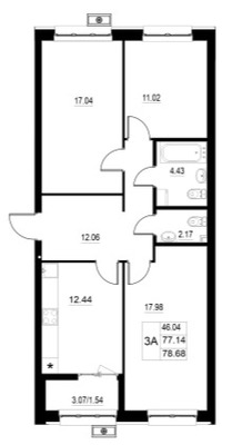 Продам трехкомнатную (3-комн.) квартиру (долевое), Михаила Миля ул, 1, Казань г