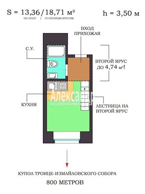 Продам однокомнатную (1-комн.) квартиру, Римского-Корсакова пр-кт, 29, Санкт-Петербург г