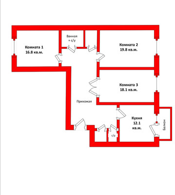 Продам трехкомнатную (3-комн.) квартиру, Героев пр-кт, 26к2, Санкт-Петербург г