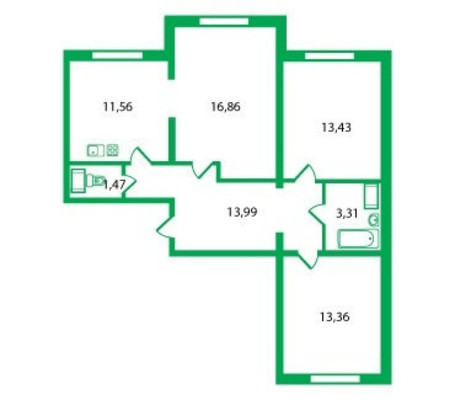 Продам трехкомнатную (3-комн.) квартиру, Дунайский пр-кт, 14к1, Санкт-Петербург г