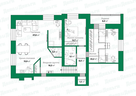 Продам трехкомнатную (3-комн.) квартиру, Казанская ул, 101, Киров г