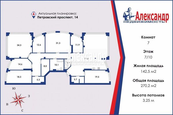 Продам многокомнатную квартиру, Петровский пр-кт, д. 14, Санкт-Петербург г