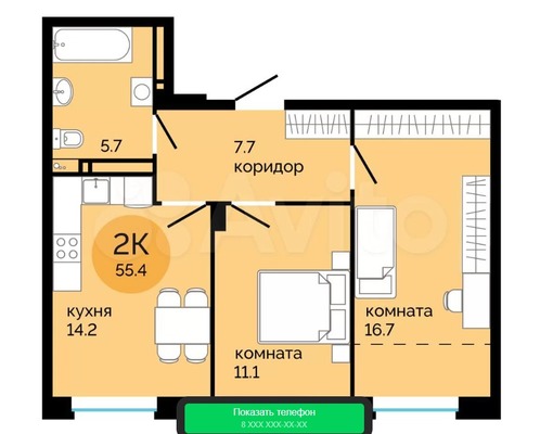 Продам трехкомнатную (3-комн.) квартиру, Яблочкова ул, 5к5, Пермь г