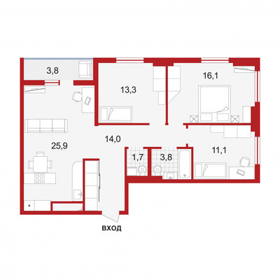 Продам трехкомнатную (3-комн.) квартиру, Дальневосточный пр-кт, 35к1, Санкт-Петербург г