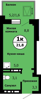 Продам однокомнатную (1-комн.) квартиру (долевое), Славы ул, Красноярск г