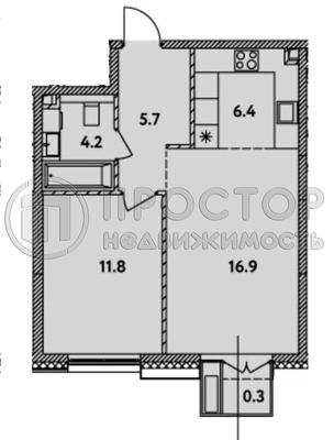 Продам двухкомнатную (2-комн.) квартиру (долевое), Озёрная ул, вл42, Москва г