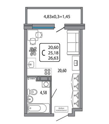 Продам однокомнатную (1-комн.) квартиру, Красных Партизан ул, 1/4к15, Краснодар г