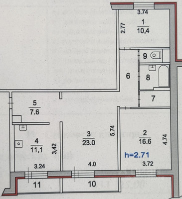 Продам трехкомнатную (3-комн.) квартиру, Октябрьский пр-кт, 10к1, Люберцы г