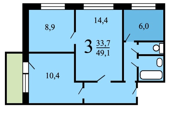 Продам трехкомнатную (3-комн.) квартиру, Востряковский проезд, 5к2, Москва г